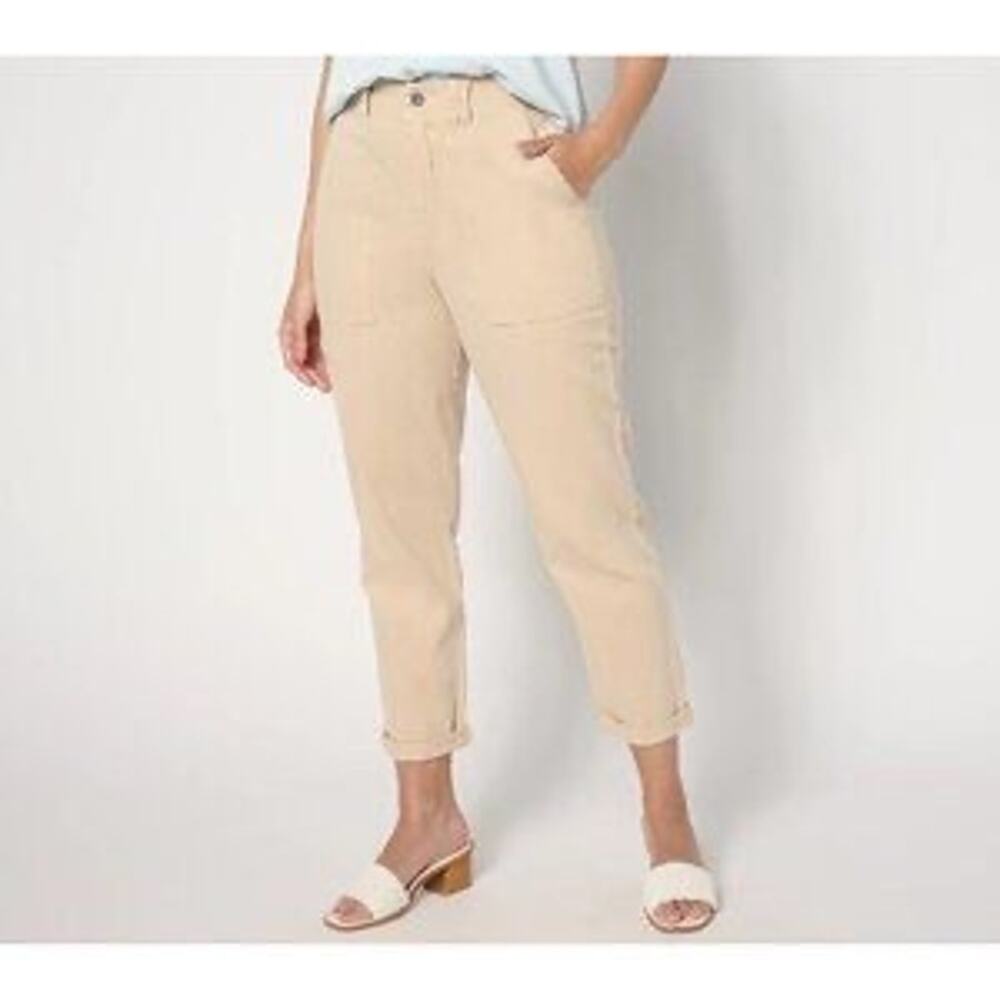Side Stitch LA Women’s Tan Rolled Straight Leg High Rise‎ Pant Size Medium